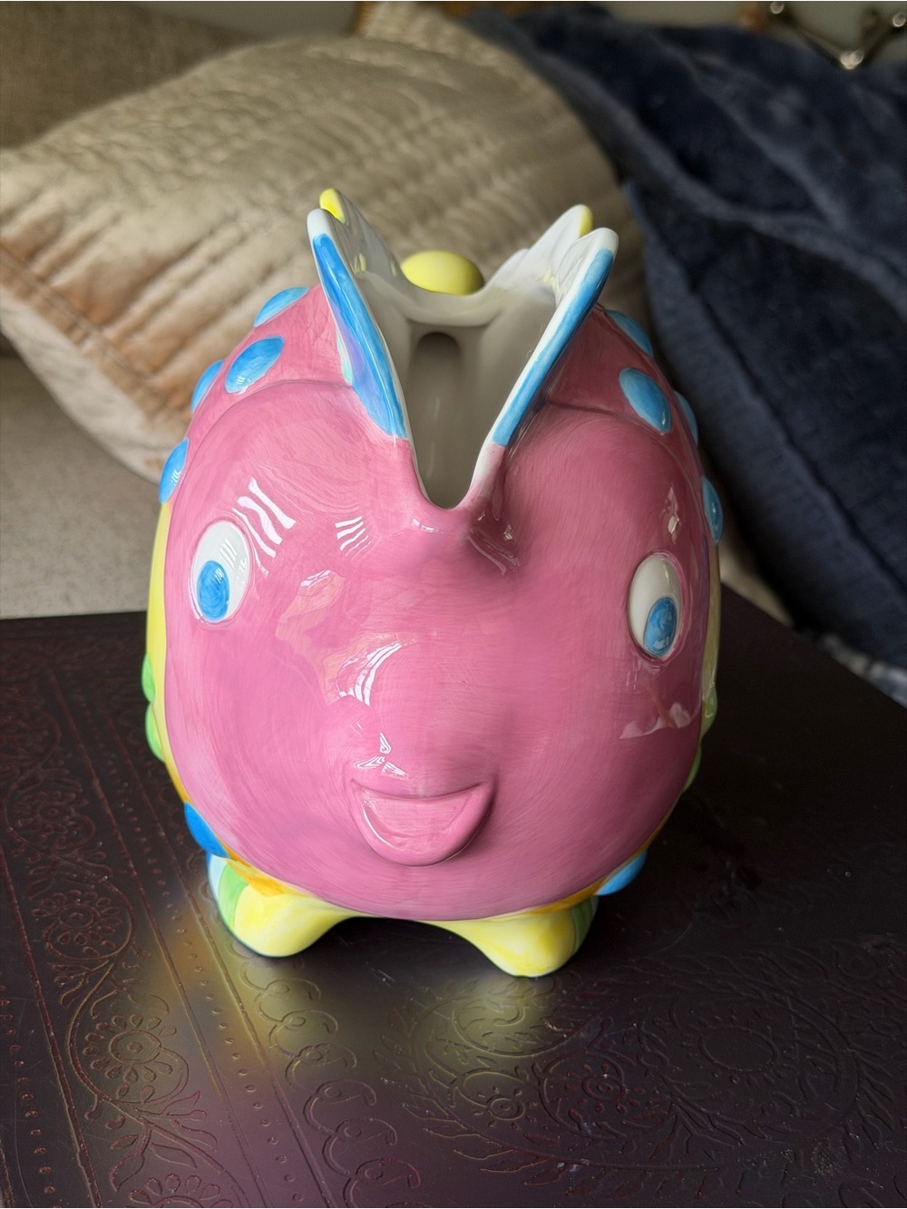 VTG‎ Whimsical Rainbow Fish Ceramic Vase Planter Colorful Coastal Kitsch Decor - Picture 3 of 16